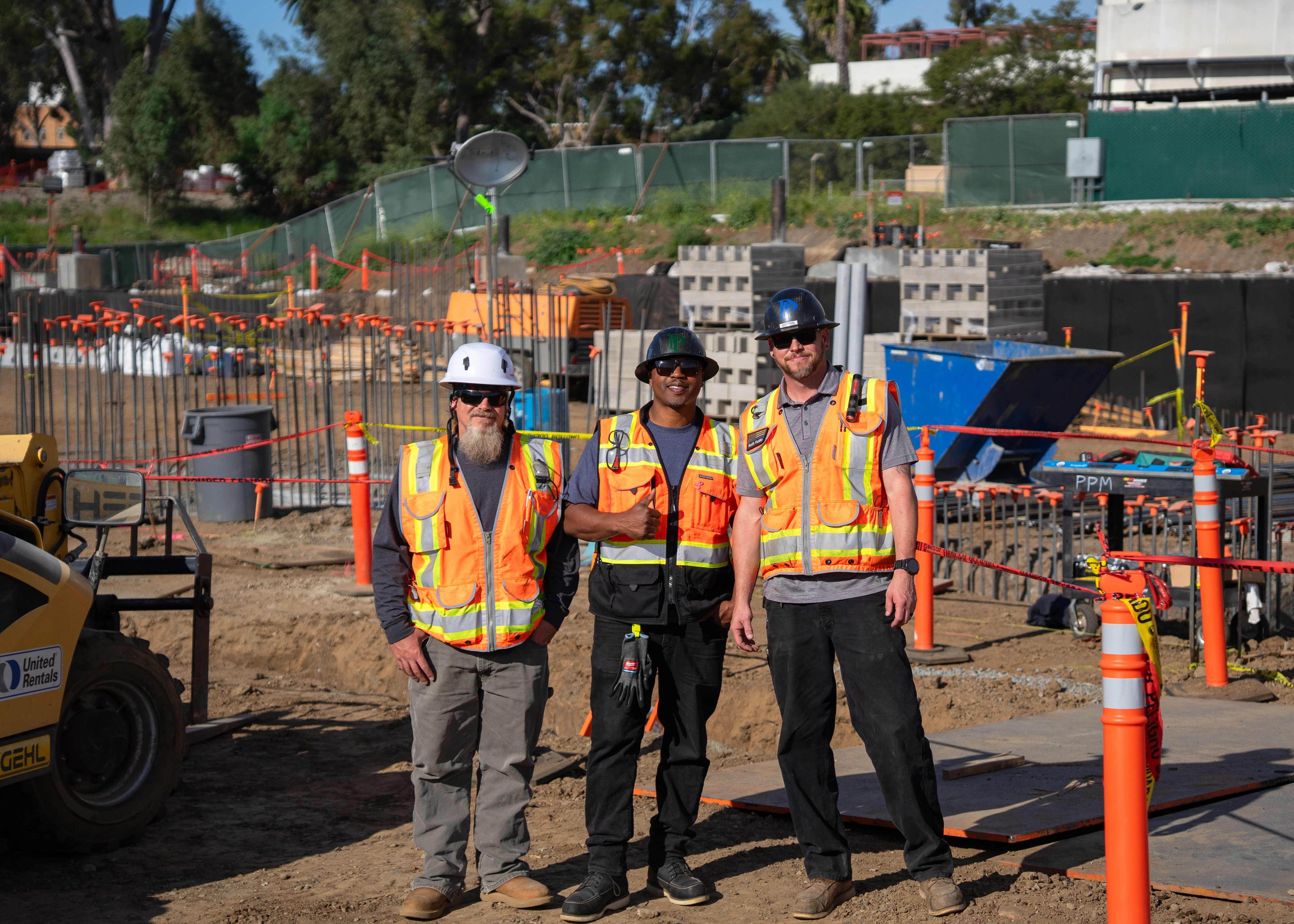 Three PPM crew members on the VA Medical Center Long Beach jobsite